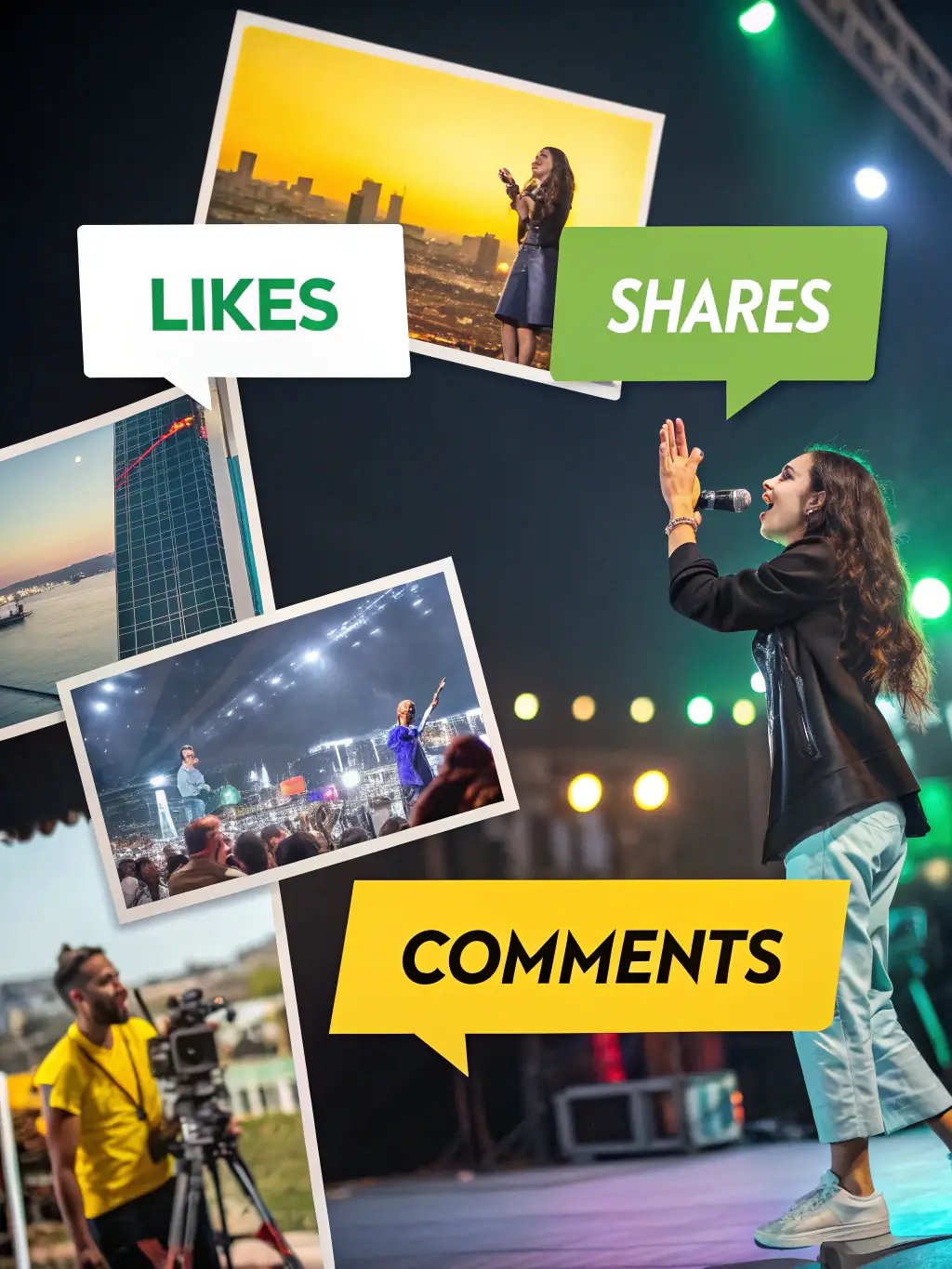 A collage of engaging social media posts from a car dealership, featuring customer testimonials, new car announcements, and community event promotions.