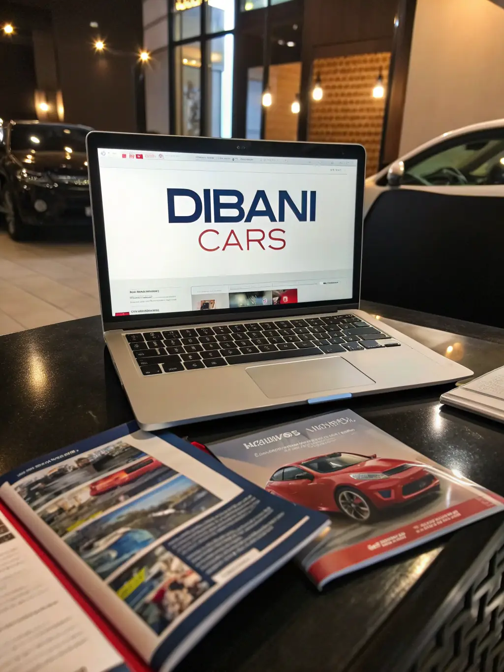 A modern car dealership website displayed on a laptop, highlighting its user-friendly interface, vehicle search functionality, and online appointment scheduling.